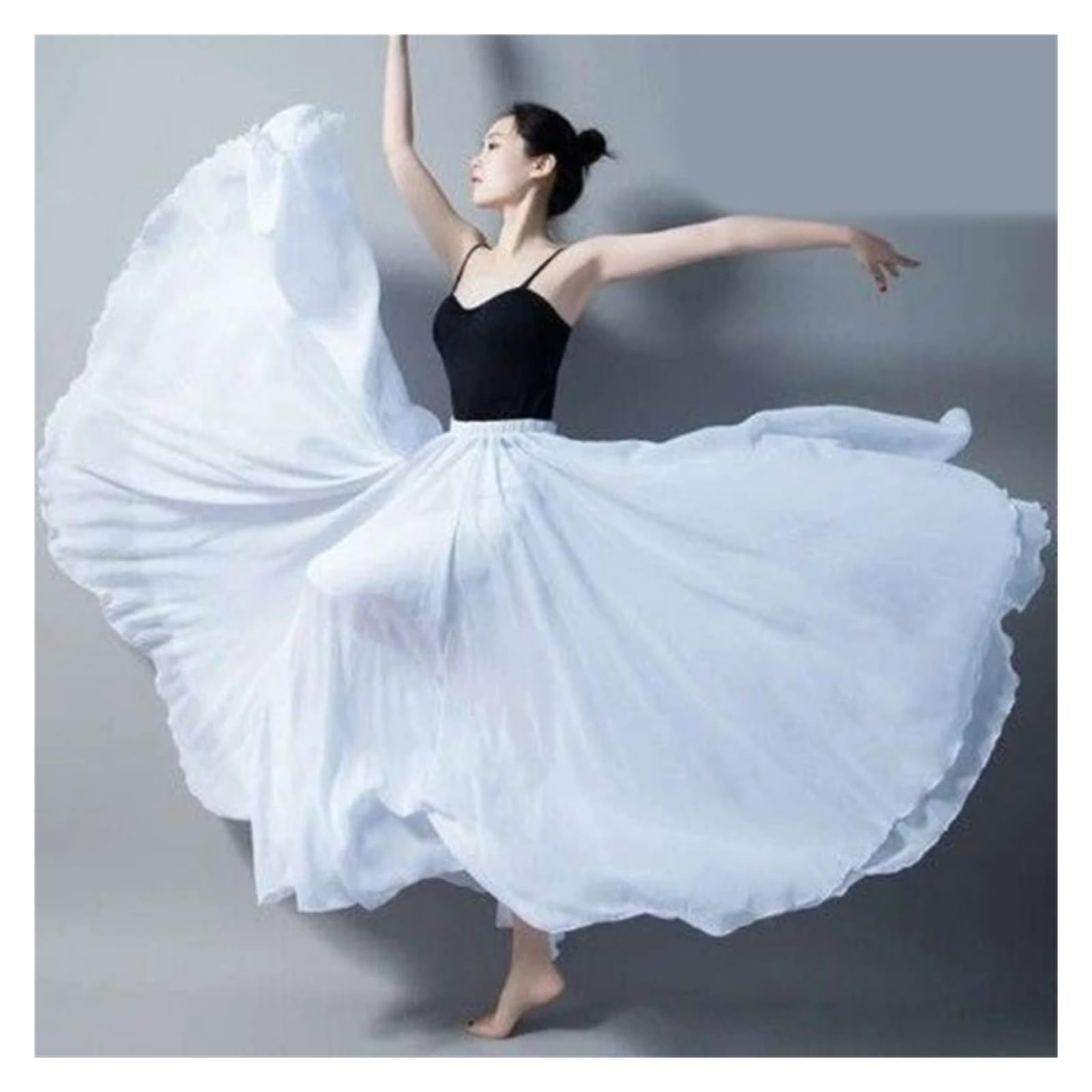 Jupe Longue Femme Jupe de Danse lyrique for Femmes, Double Couche, en Mousseline de Soie, Taille élastique, Grande Jupe Longue for Les Festivals de Danse