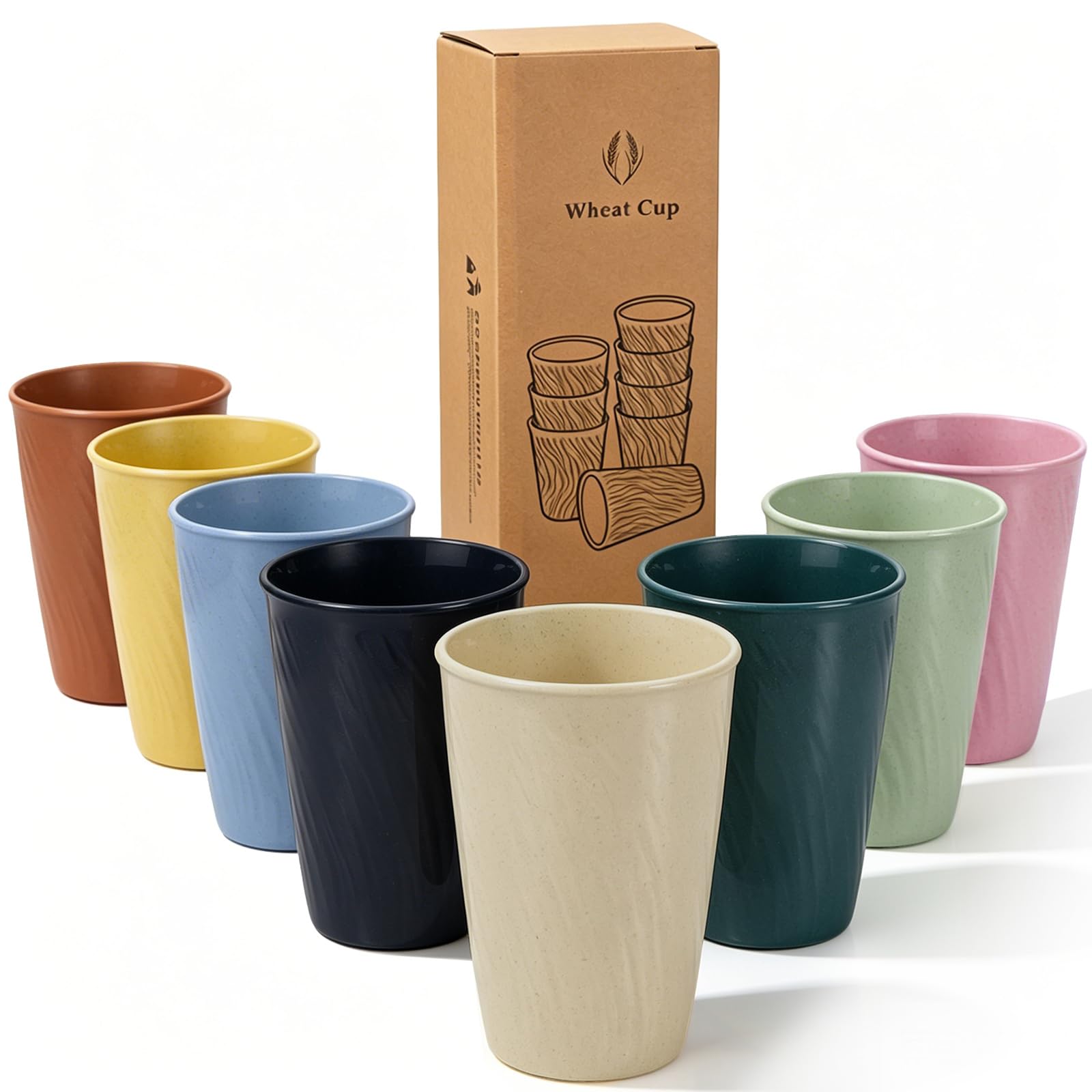 VIRAHYEM 8pcs Reusable Plastic Cups,Unbreakable Drinking Glasses,Multicolor
