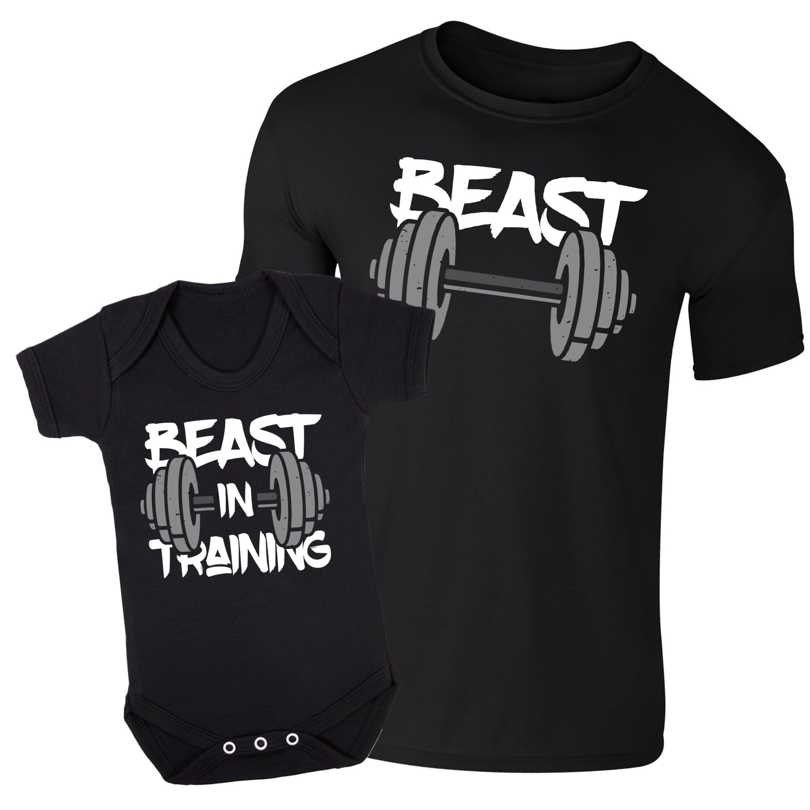 Baby Hustle Black Father And Son Matching Tops - Beast And Beast In Training (Sold Separately) (Bodysuit, 0-3 Months)