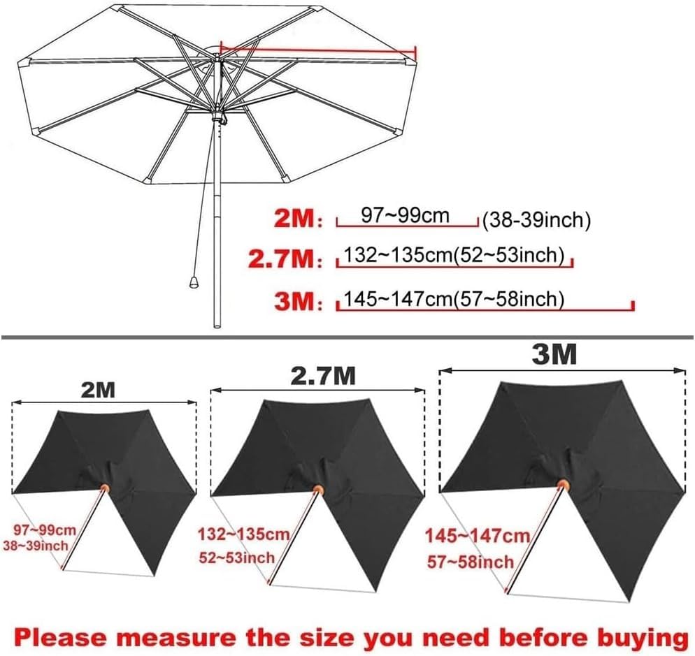 WInara 9FT 8 Ribs Umbrella Cover Canopy Replacement Top Patio Market Outdoor UV Protection Polyester Cloth Replacement Parasol Cover Water Resistant (Color : Beige, Size : 2M/6.5FT/6-Ribs)