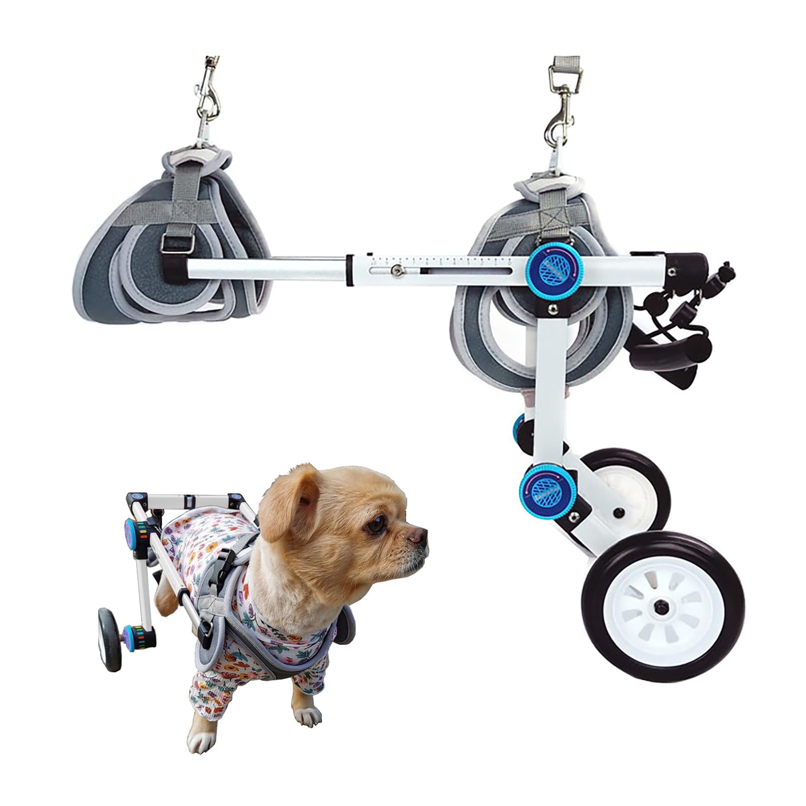 Silla de ruedas para perros plegable y ajustable en talla S color blanco
