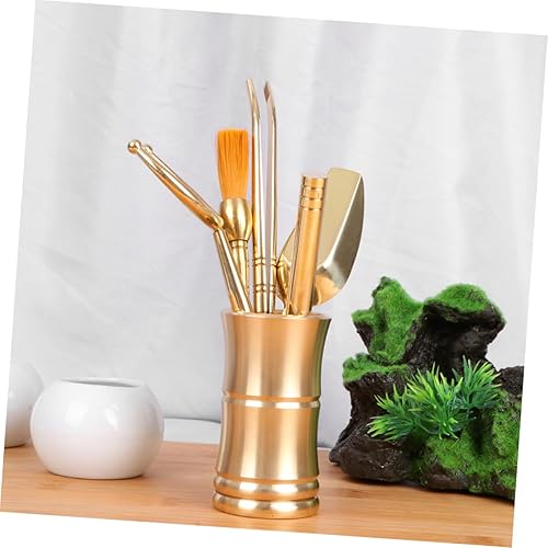 Miniatura 2 de YARNOW 6 1 Gong Fu Herramientas de té Ceremonia Herramientas Matcha Cepillo Kit de herramientas de té Cilindro de cobre Juego de herramientas de té