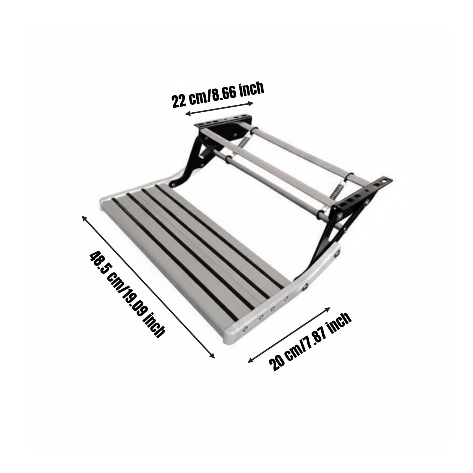 Tablero de Escalón para Vehículo con Función Retráctil Estructura de Acero y Aluminio Superficie de Segura Adecuado para Camping Vacaciones y Estacionamiento
