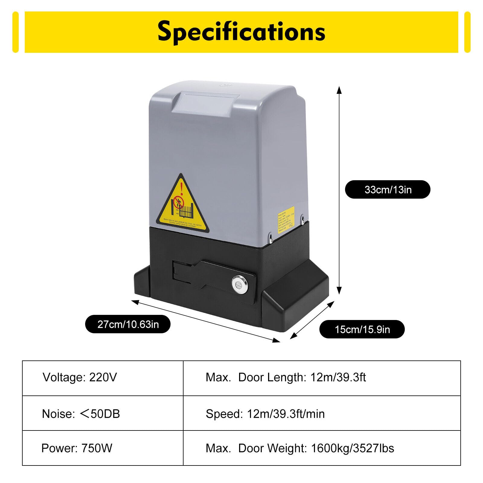 Accionamiento para puerta corredera de 1800KG, abridor de puerta, motor para puerta corredera, kit completo 750W, motor automático abridor de puerta con cremallera de 6m, 2 mandos a distancia