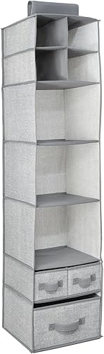 Miniatura 8 de mDesign - Organizador de almacenamiento para barra de guardarropa 7 estantes 3 cajones