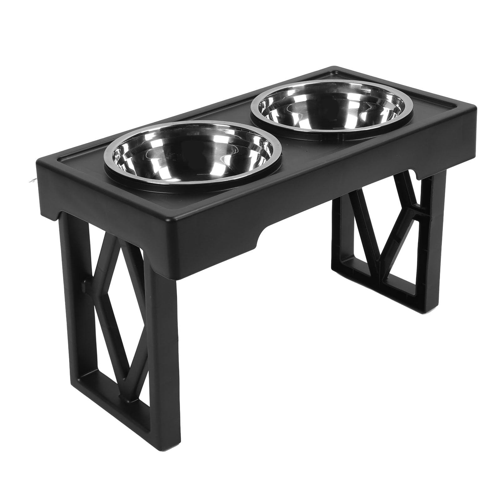Gamelles surélevées pour Chien, Support d'alimentation surélevé réglable en Hauteur avec 2 Plateaux en Acier Inoxydable, mangeoire Portable antidérapante pour Chiens