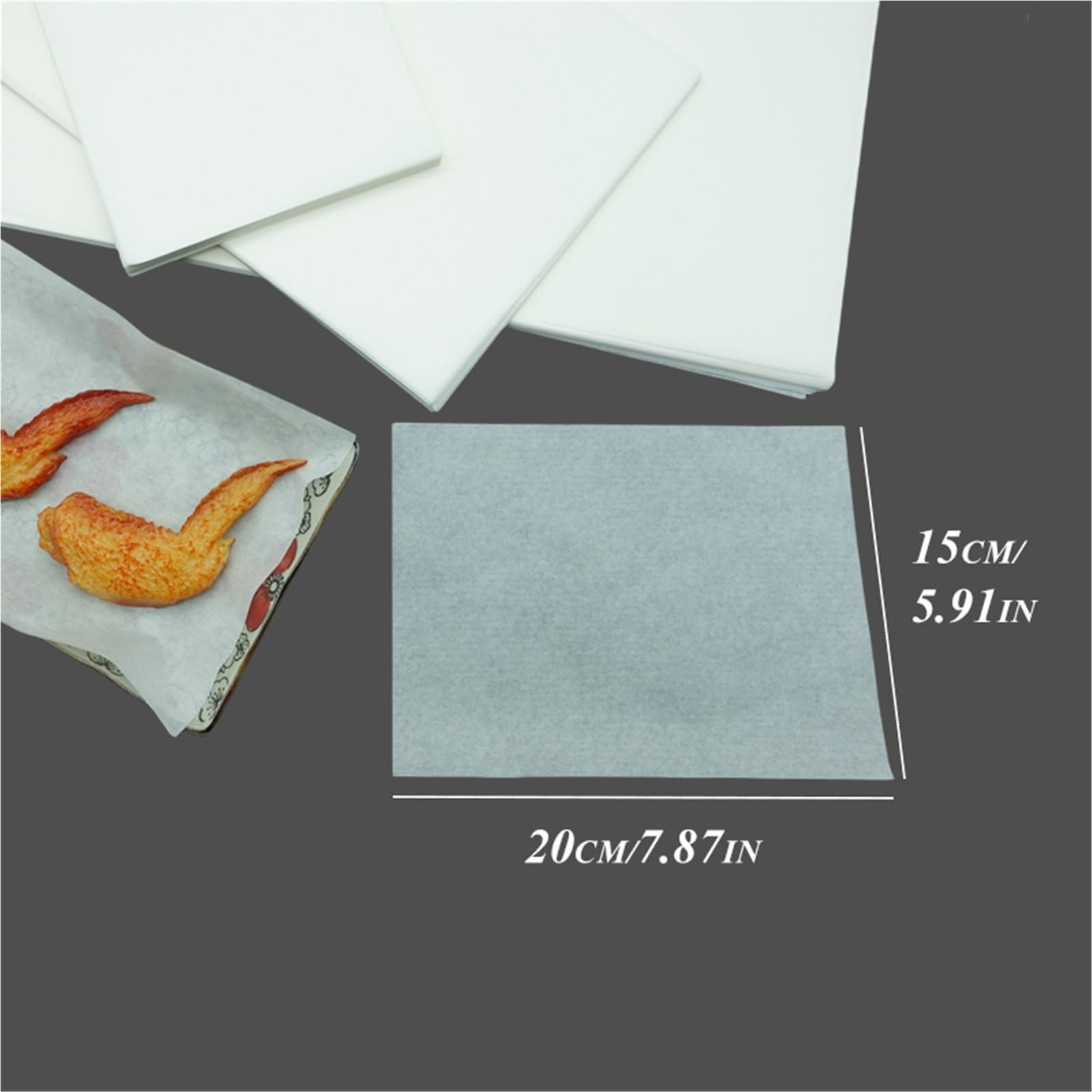Papel de horno 50 piezas de papel hornear blanco sin blanquear, silicona doble cara for cocinar, asar, freír y(50PCS 30X20CM WHITE)