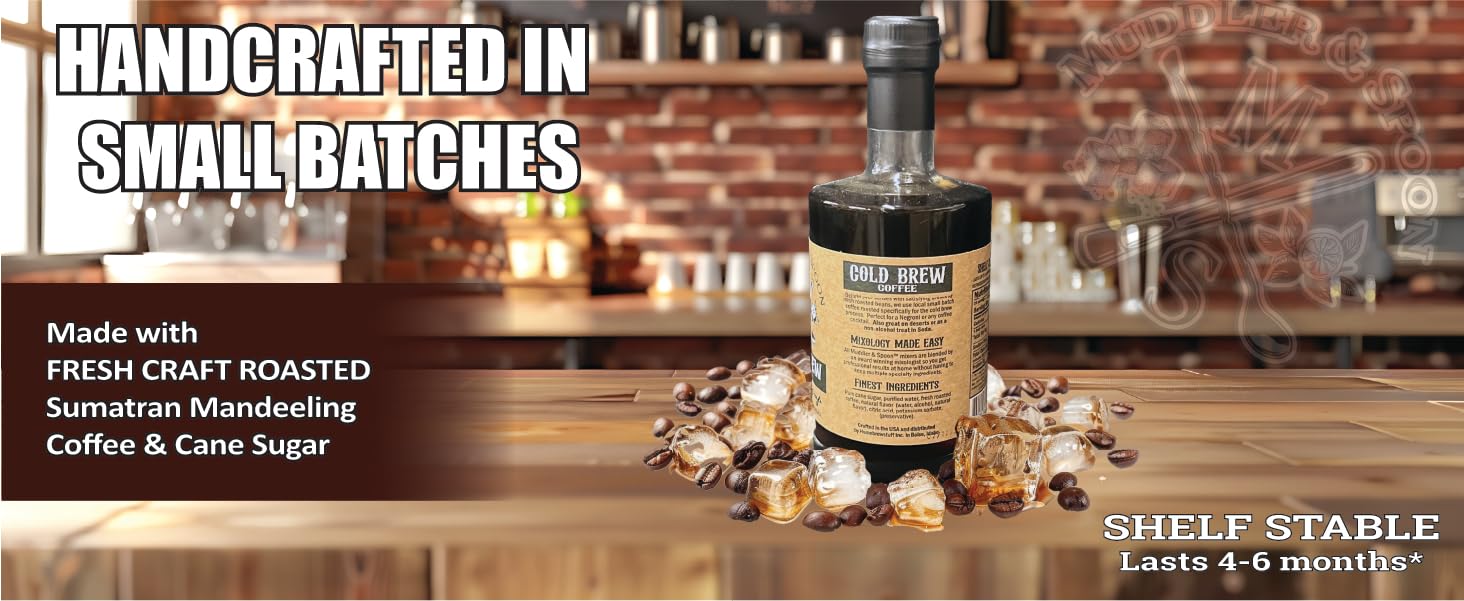 M&S™ COLD BREW COFFEE Cocktail Syrup Drink Mixer | Handcrafted with Fresh Roasted Coffee and Cane Sugar | Makes 25 Cocktails | 375ml (12.7oz) | Premium Beverage Concentrates for Cocktails, Mocktails, Soda