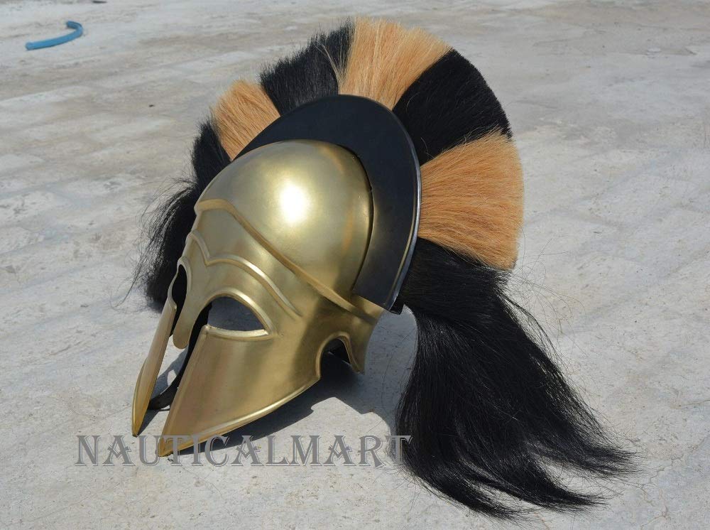 NauticalMart Medieval Greek Corinthian Helmet W/Long Plume Athenian Spartan Costume