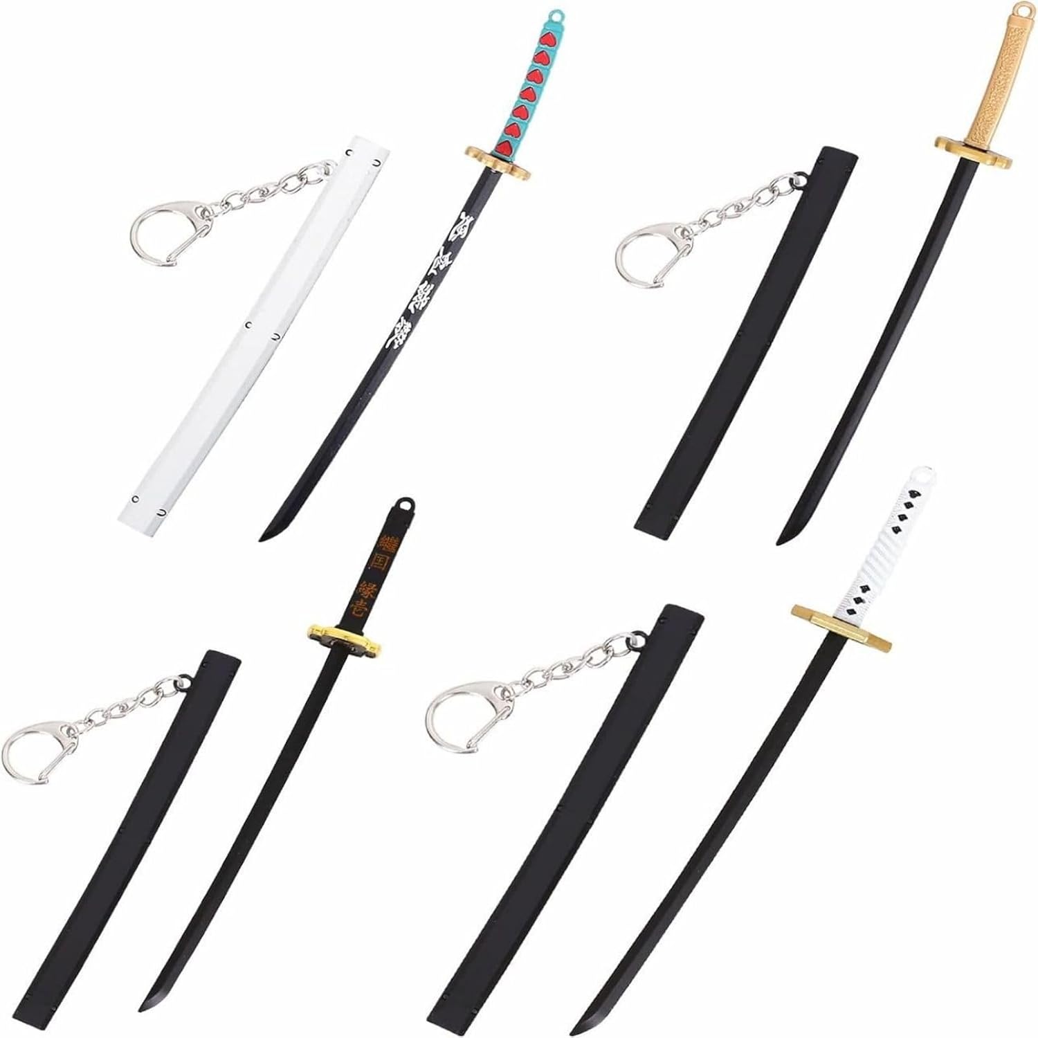 4ps Mini Toy Katana Keychain, Metal Model Sword with Pull Out Best Gift for Anime Lovers Samurai Sword Game Series