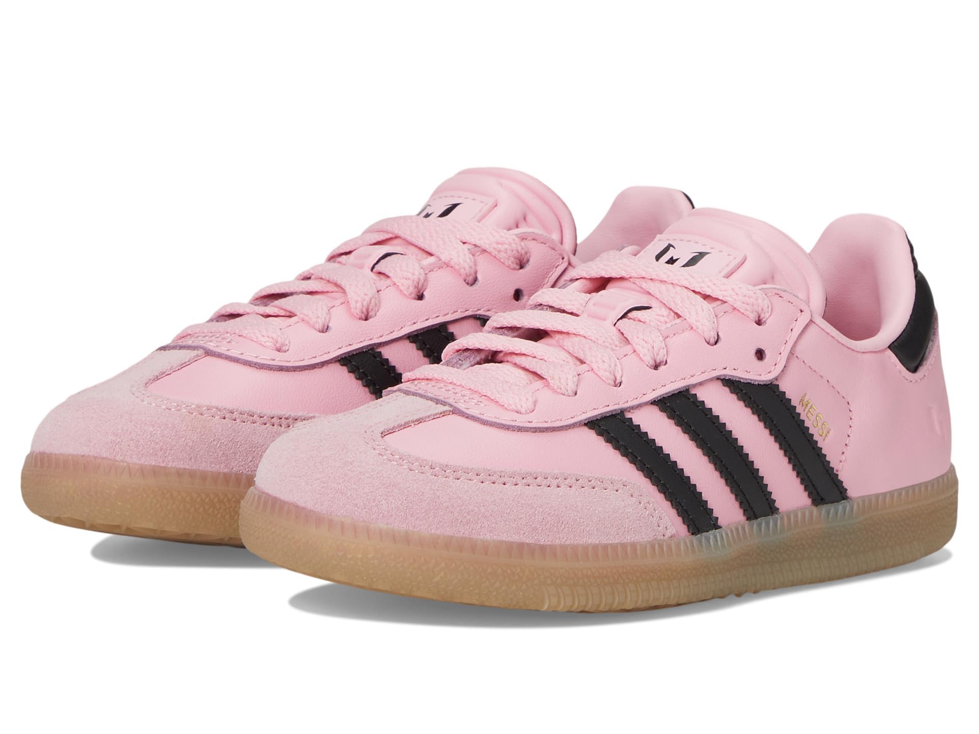adidas Ltpink/CBLACK Unisex Samba Messi J pinkCore GUM4 5 US, Light Pink/Black/Gum, 5 Wide Big_Kid
