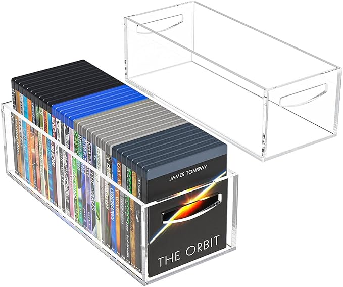 AITEE DVD/CD Storage Box 2 Packs, Acrylic Storage Container