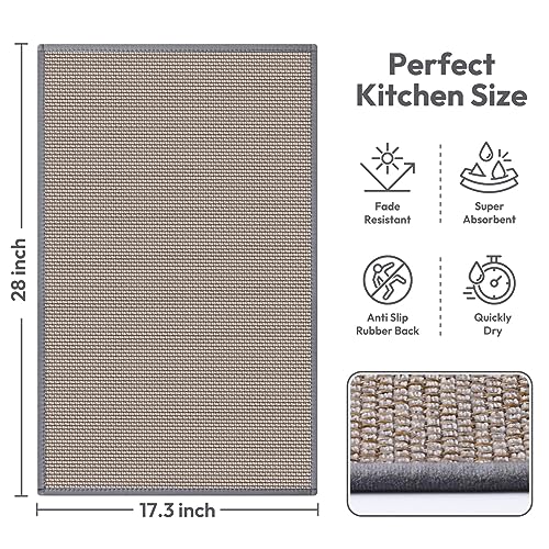 Kitchen Mats for Floor, Kitchen Rug, Nonskid, Washable, Absorbent Kitchen Runner Rug for in Front of Sink, Entryway, Rubber Backing Indoor Door Mat, Farmhouse Style Standing Mat, 17.3