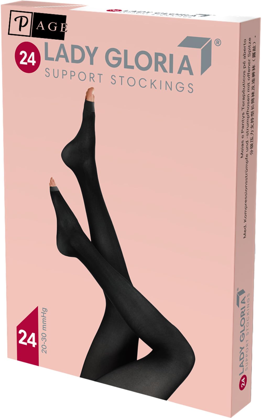 p age Lady Gloria - Medias calibradas con punta abierta de compresión graduada 20-30 mmHg, calcetines médicos para venas varicosas y embarazo, medias elásticas para mujer