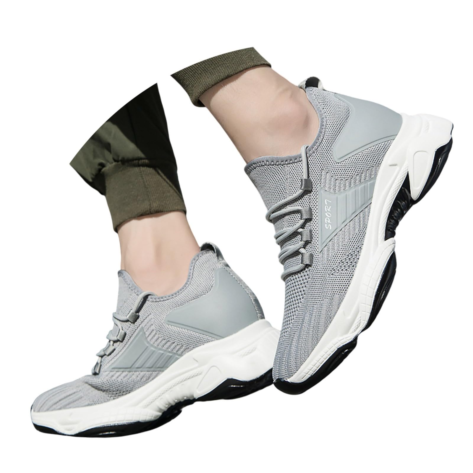 Elevate Shoes - Zapatillas de malla para hombre, para correr, para verano, transpirables, ligeras, para senderismo, exteriores, 10 cm de alto, para correr