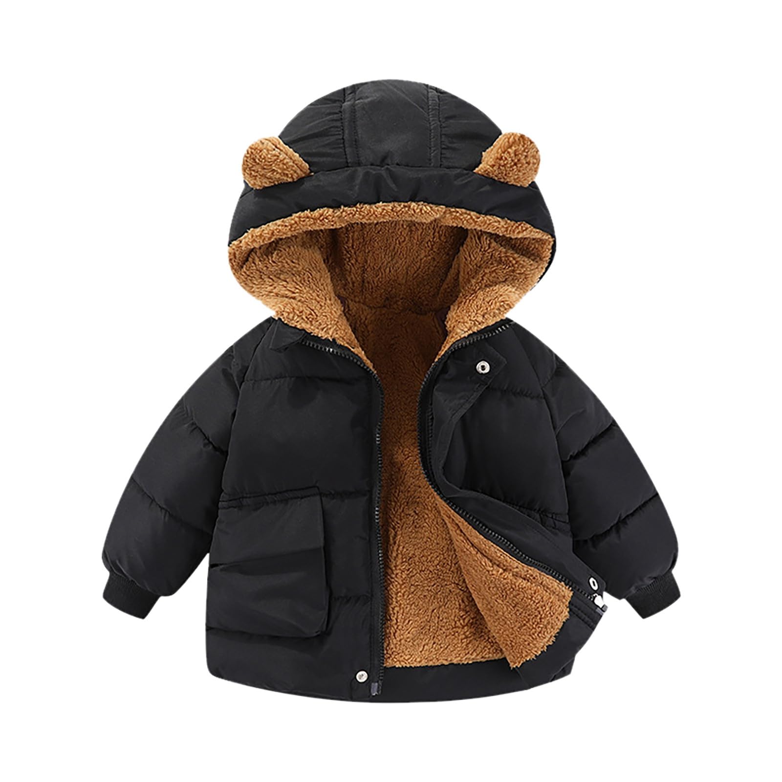 Générique Giacca trapuntata per ragazzo, Cappotto con cappuccio foderato in pile per l'inverno, abbigliamento caldo per scuola e gioco, look sportivo da ragazza 4-12 anni, senza coulisse