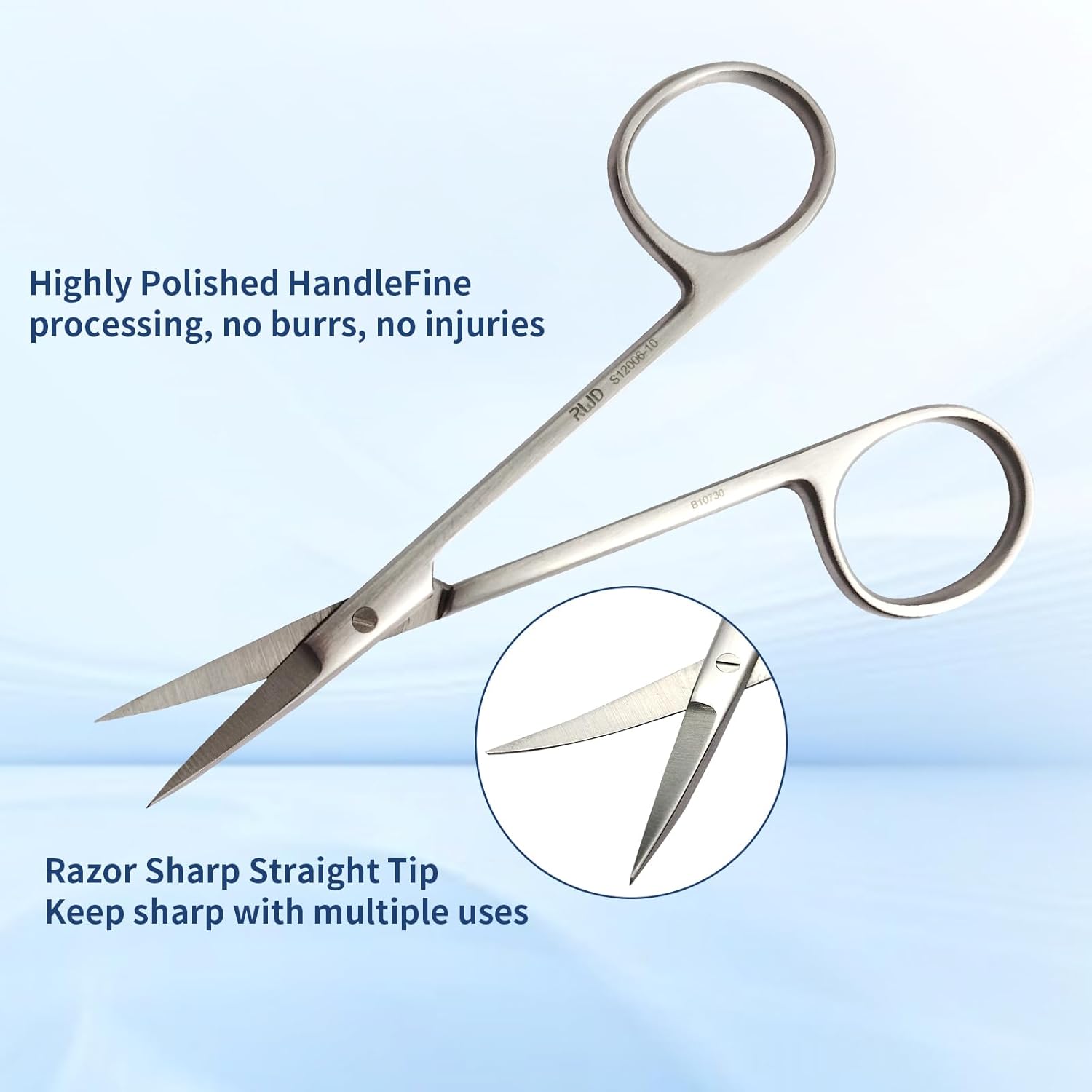 RWD IRIS-Fine Micro Scissor, 4.2 Inch Sharp Tip Curved Iris Medical Scissors, Martensitic Stainless Steel Surgical Scissors, Precision Cutting for Surgical, Dental & Lab, S12006-10