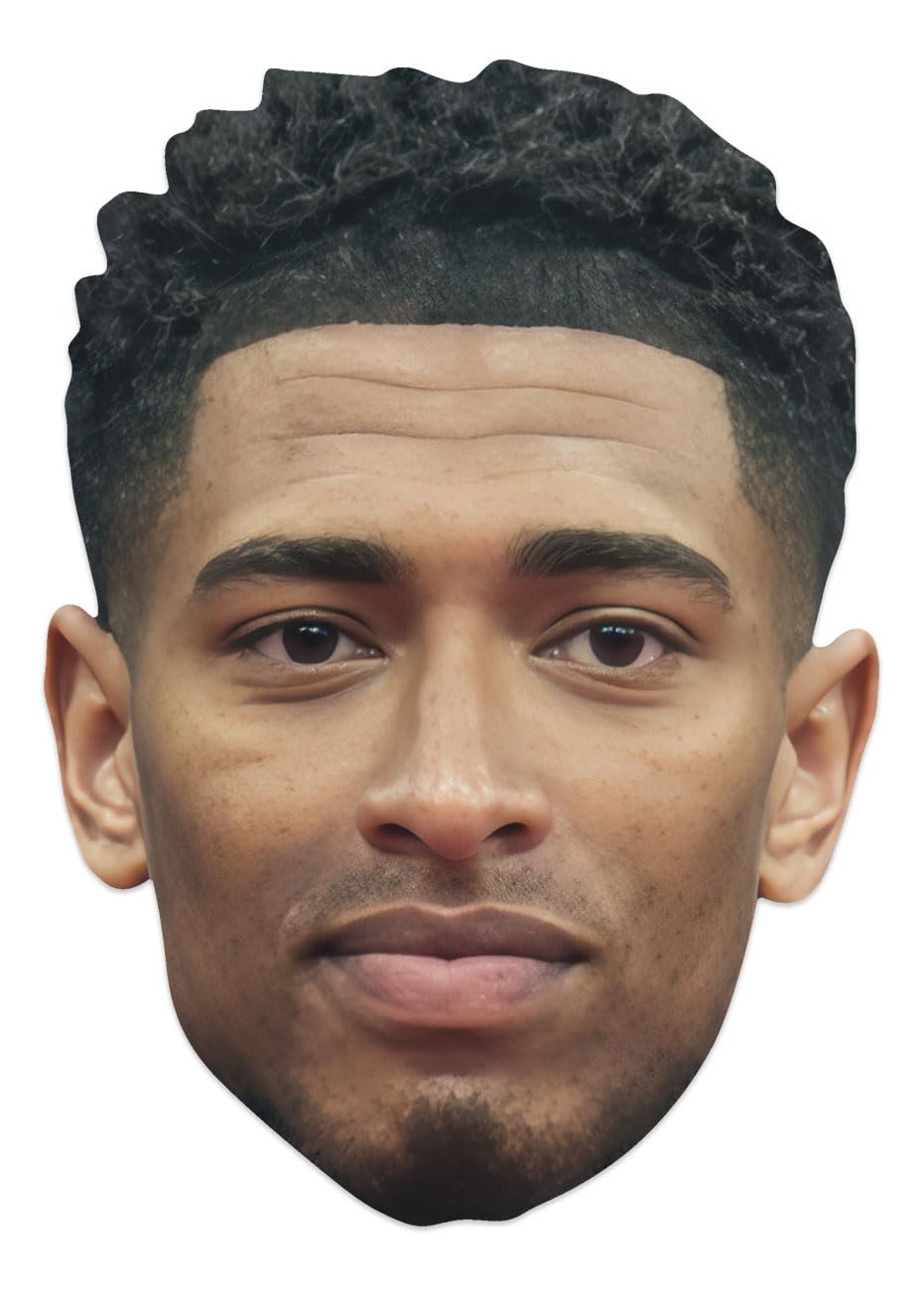Star Cutouts CM283 Jude Bellingham Cardboard Face Mask – Football Star Fan Mask for Parties & Match Day Fun