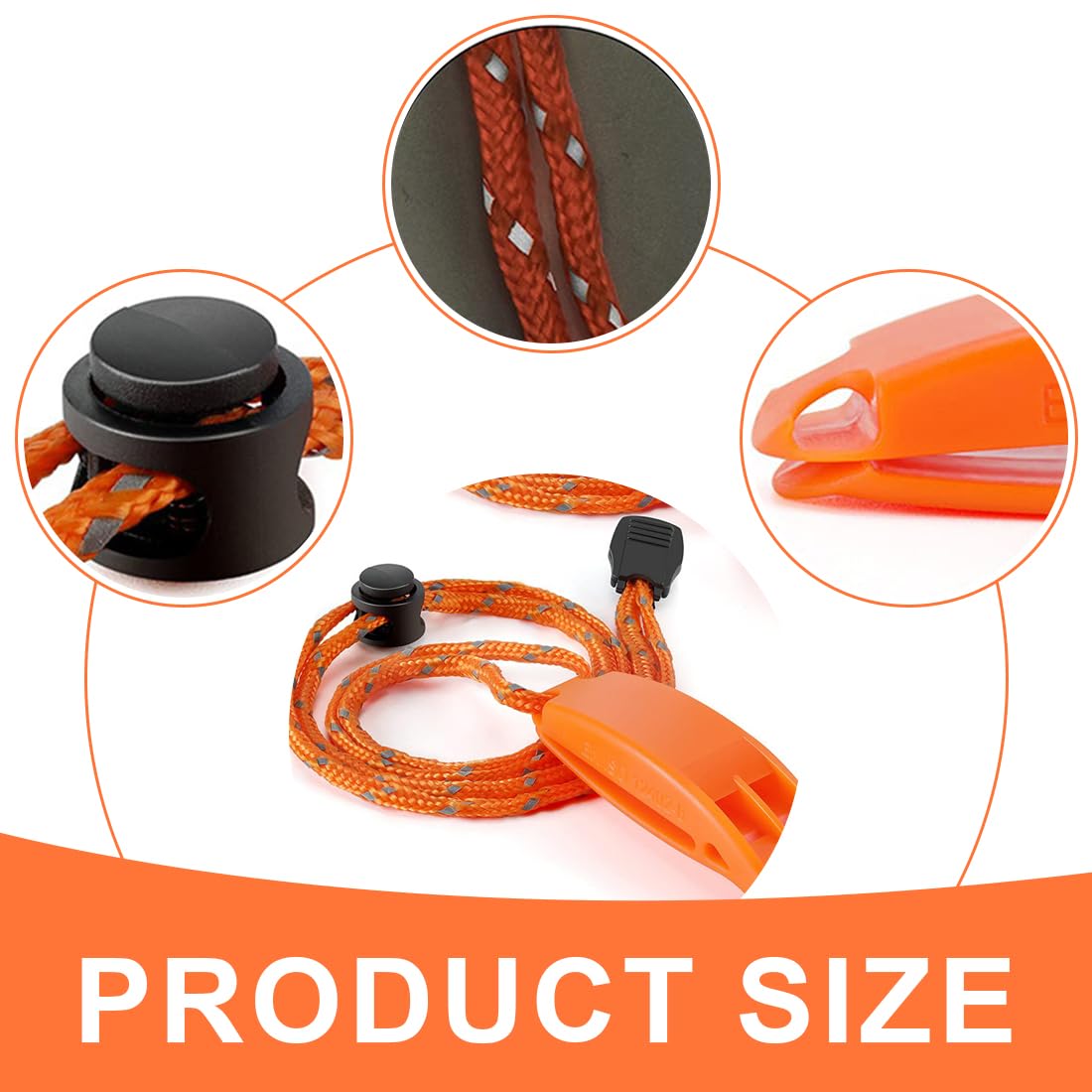 EIHI 4 Silbatos de Emergencia,Silbato Supervivencia,Silbato Socorrista,con Cordón Reflectante Ajustable para Kayak, Navegación, Natación, Supervivencia en el Agua, Senderismo