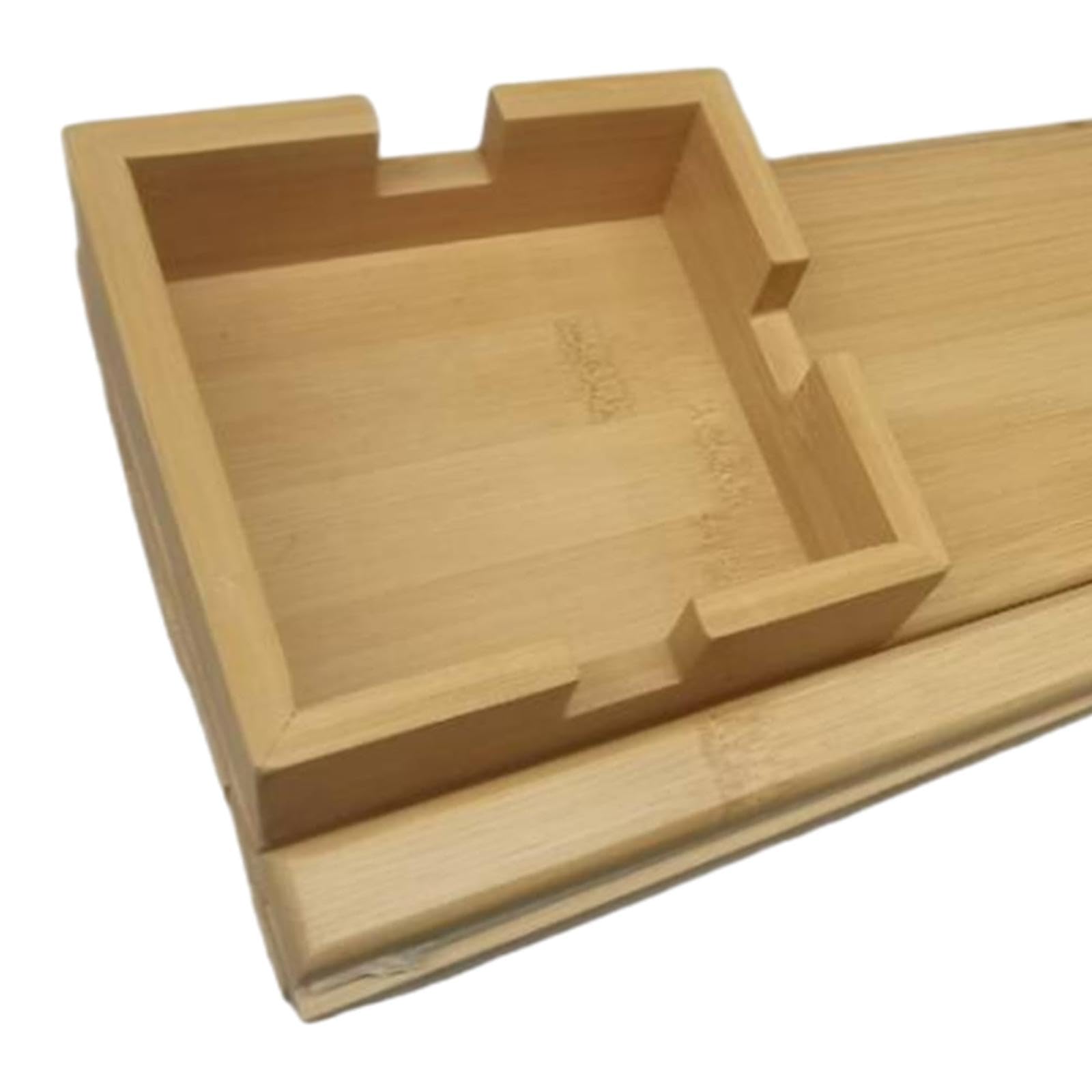 Soporte para tazas de bambú para sofá, bandeja para reposabrazos de sofá para teléfono móvil remoto