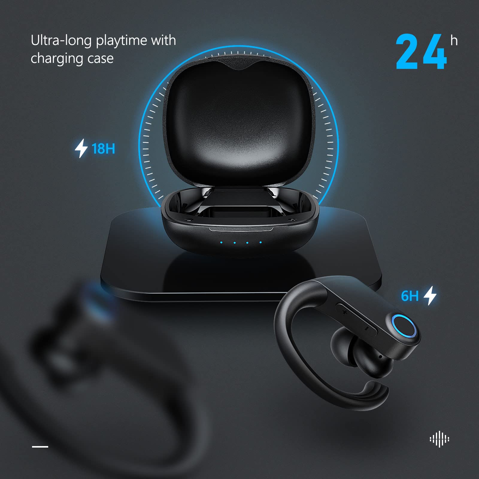 Uliptz Casque Bluetooth Avec Microphone, 65 Heures De Lecture, 6 Modes De Son égaliseur, Casque