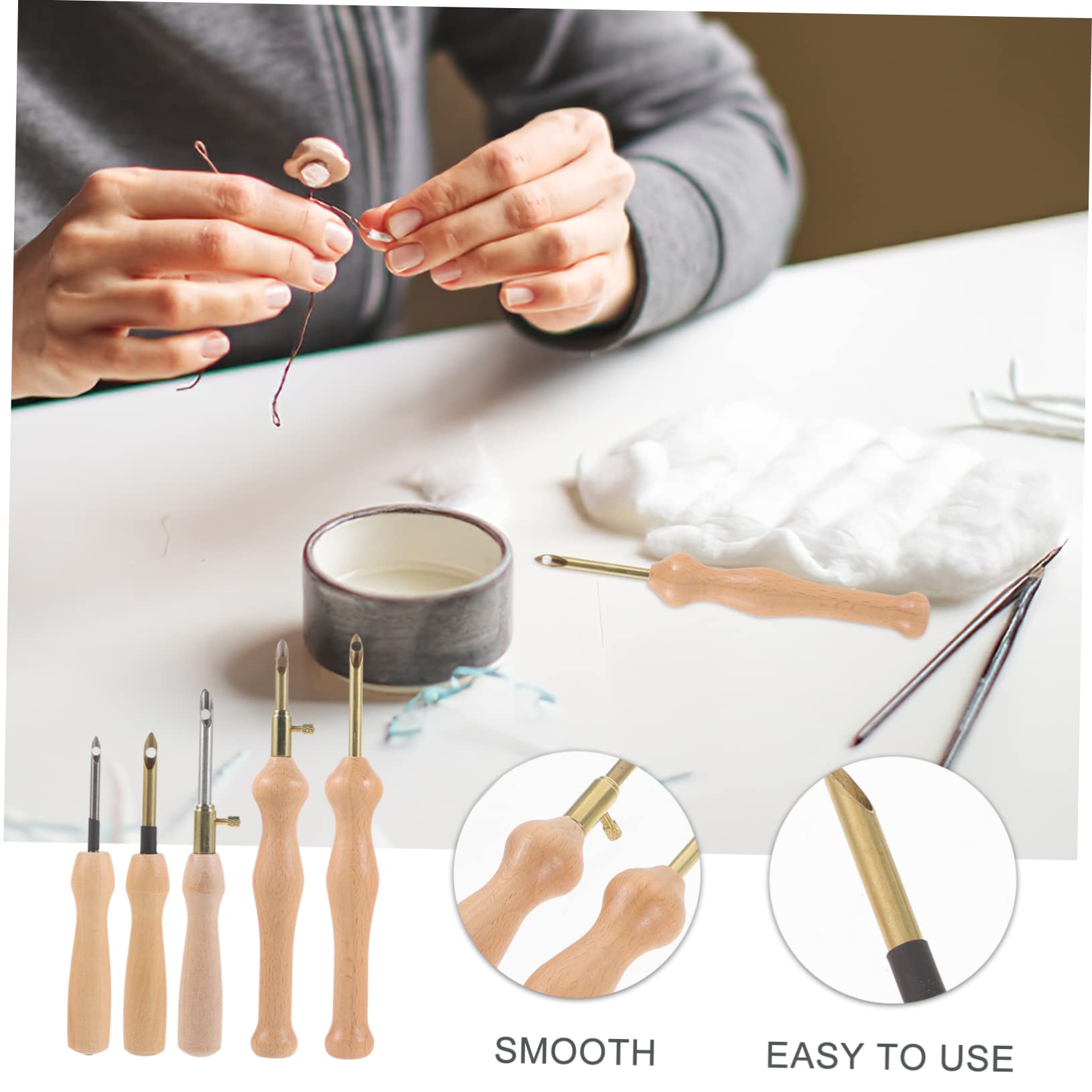 EXCEART 25 STK Stempel Stempel Sticknadel Hölzerne Stanznadel Große Lochnadel Praktische Stanznadel Nadelstift-nähwerkzeug Nadelsticksets Webset Rostfreier Stahl Einstellbar Stricknadel