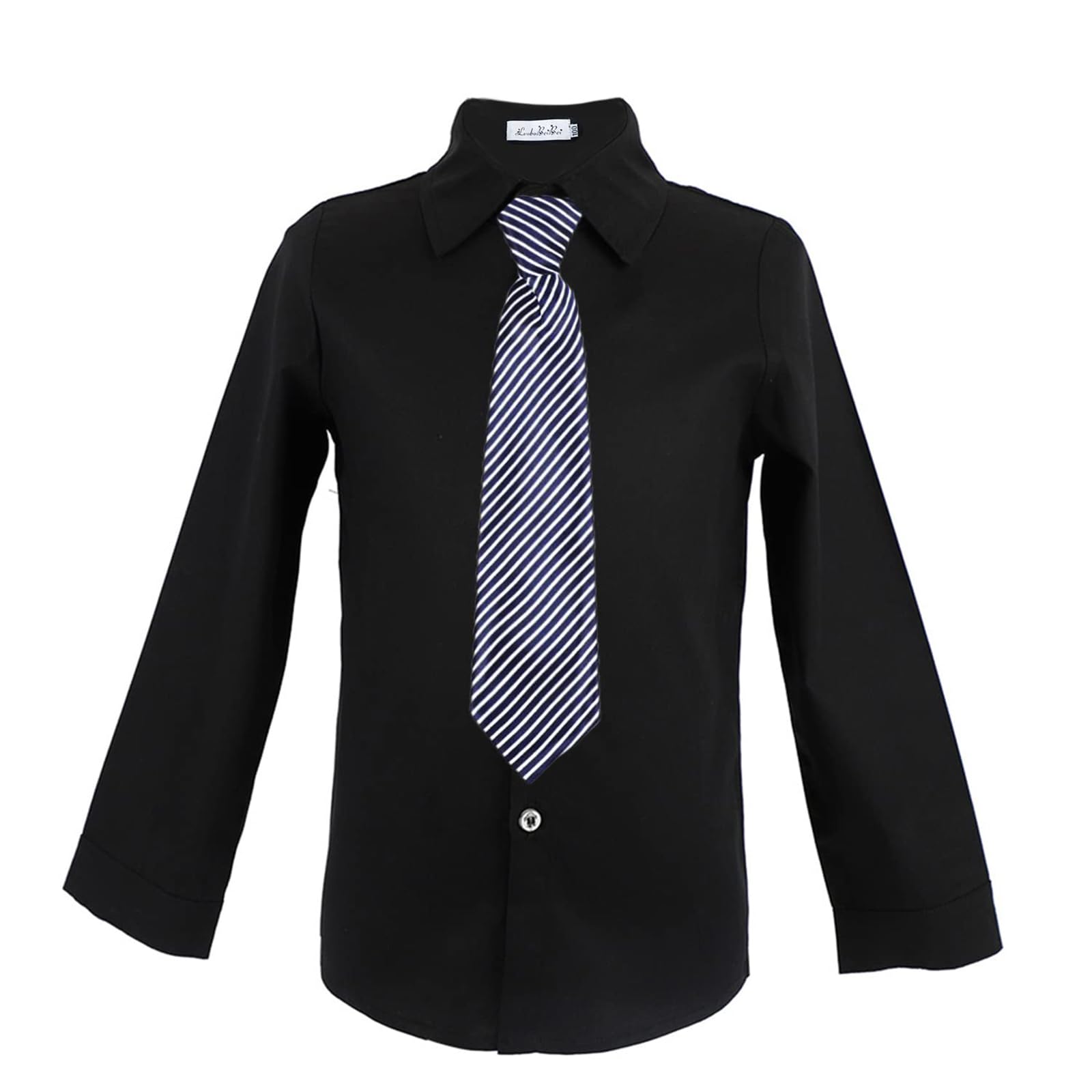 LOLANTA Camisa de Vestir Blanca para Niños, Uniforme Escolar, Camisa Oxford, Manga Larga, Abotonada, Ajuste Entallado