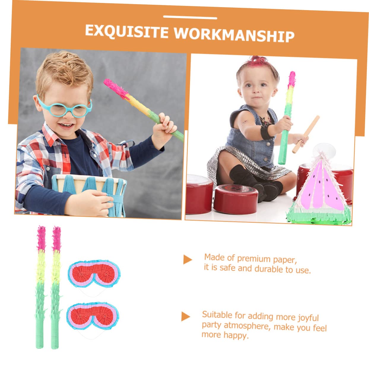 Ciieeo 8 Pz Oggetti Di Scena in Pinata Stecca Pinata Per Bambini Ornamenti Per Bambini Pignatta Per Occhiali Da Appendere Pignata 3 Pignatte Carta Coriandoli Forniture Per Feste Bambino