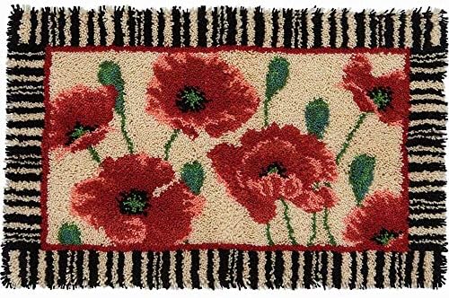 Herrschners Poppies & Stripes Latch Hook Kit