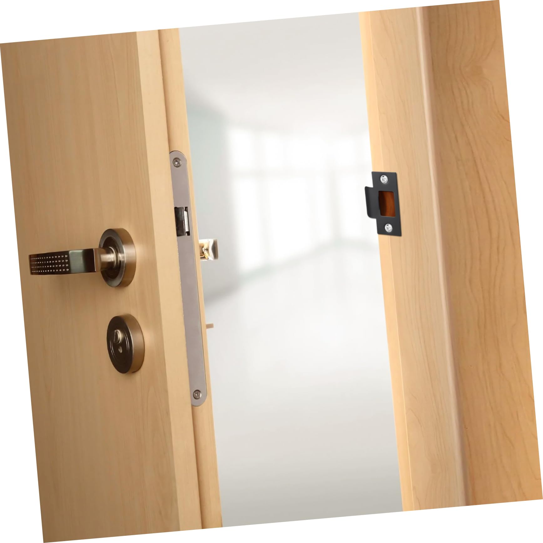 NUOBESTY 5 Ensembles Plaques De Renforcement De Porte Inoxydable Lot Pour Serrure À Pêne Plaques De Gâche Durables Résistantes Aux Chocs Pour Portes Intérieures 4 Pièces * 5