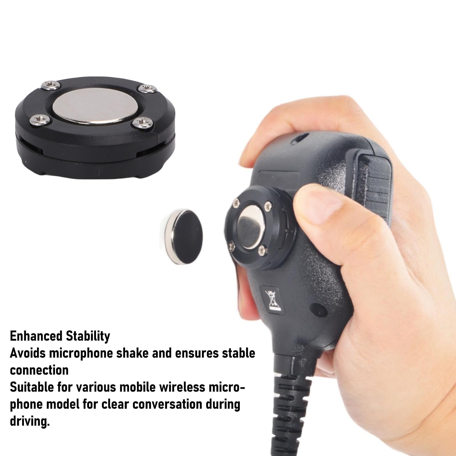 Magnetyczny Uchwyt Mikrofonu do KMC-30 KMC-32, Samoprzylepny Wieszak na Mikrofon CB Radio, Pasuje również do KMC-35 KMC-36 TK768G TK868G (BLACK)