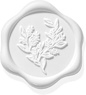UNIQOOO Wax Seal Stickers - Eucalyptus Wedding Invitation Envelope Seal Stickers, 50 Pcs Self- Adhesive Snow White Stickers, Perfect for Invitation, Christmas, Gift Wrapping