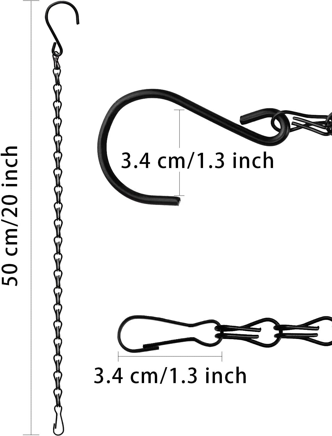 Tim Tim Agro Alloy Steel 10 Pcs 20 Inch Hanging Chain For Bird Feeders,Garden Plant Hangers For Decorative Ornaments, Planters, Billboards, Lanterns, Wind Chimes, Outdoor/Indoor Use(Black) 1