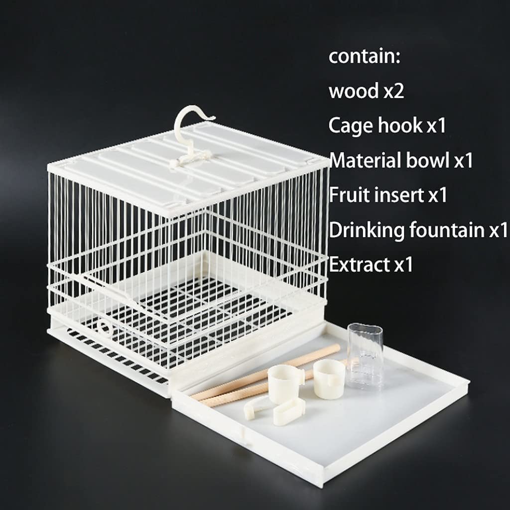 Jaula de cría Jaula de pájaros de Acero y plástico, Jaula de pájaros Blanca con Bandeja fácil de Separar, Jaula de pájaros de Vuelo de Viaje portátil, Nido de pájaro Multifuncional Pajarera