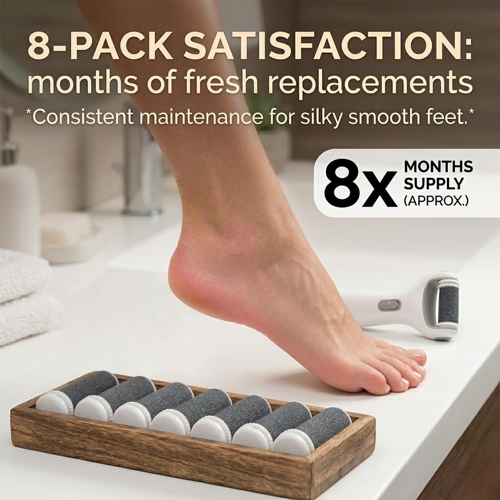 8 Pcs Foot Callus Remover Refills, Extra Coarse Callus Remover for Feet & Foot Scrubber Heads, Compatible Replacement for Electronic Pedicure Tools for Feet Care