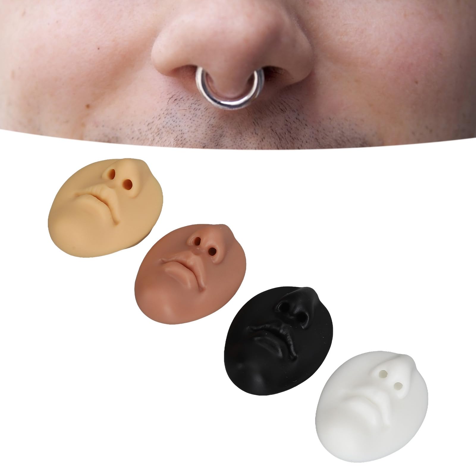 3D silikonowe usta nosa model do piercingu biżuterii wielokrotnego użytku model części ciała z 4 kolorami akrylowy stojak