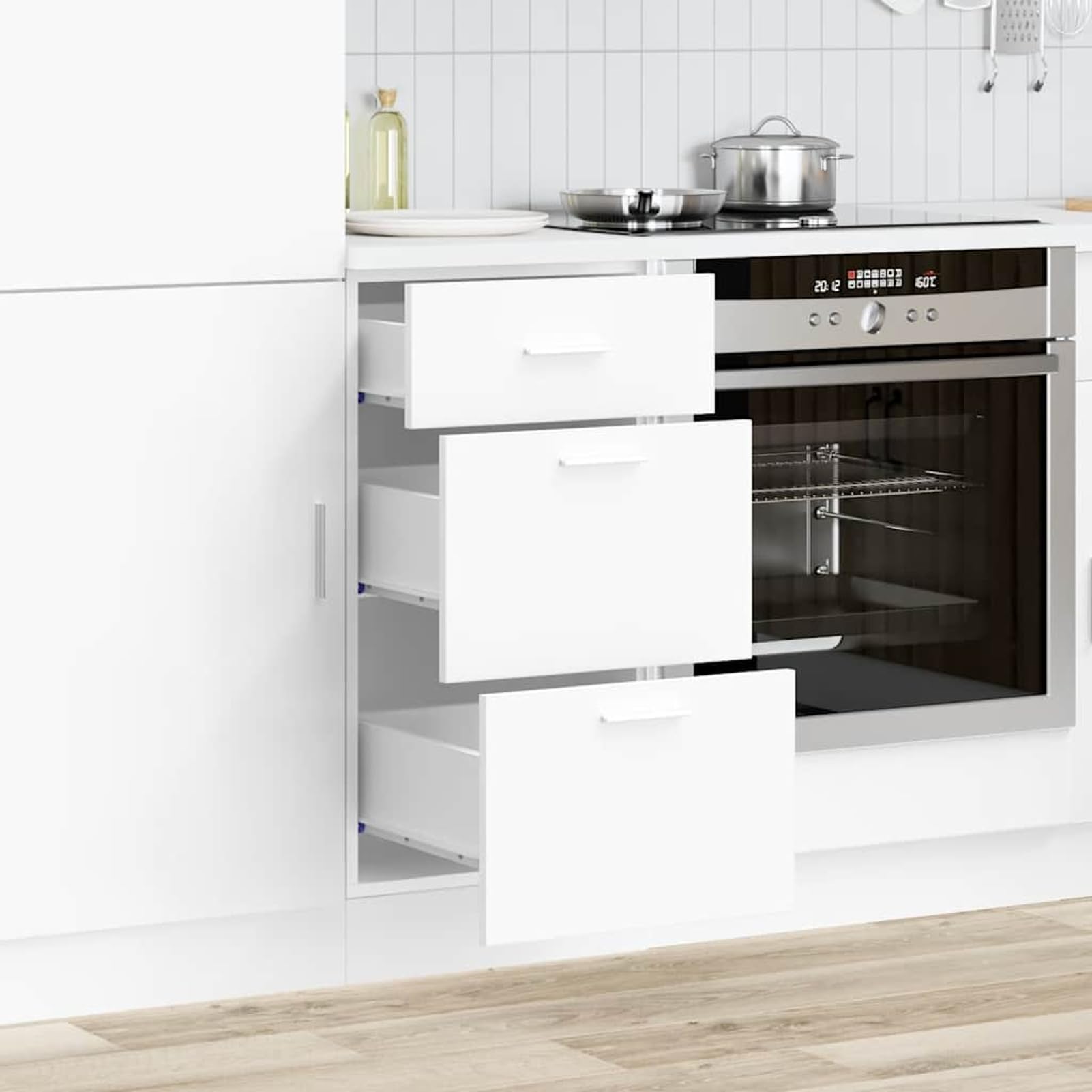 Gecheer Armadio da Cucina, Mobile Base con ripiano, Struttura in truciolato, Dimensioni 40x46x81,5 cm, Colore Bianco, per organizzazione Cucina