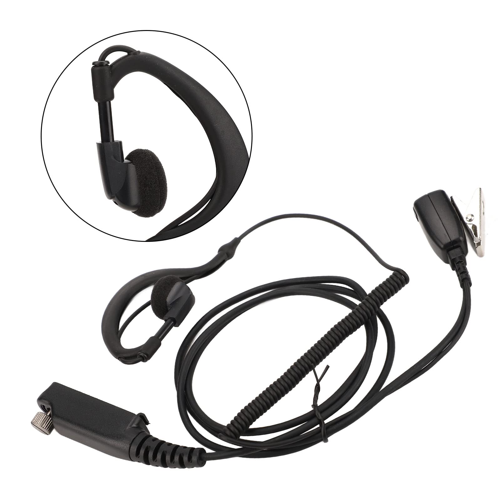 Yunseity Auricular en Forma de G con Micrófono PTT para Sepura STP8000 STP8030 STP8035 STP8038 STP9000 Walkie Talkies, Auricular con Micrófono PTT Manos Libres