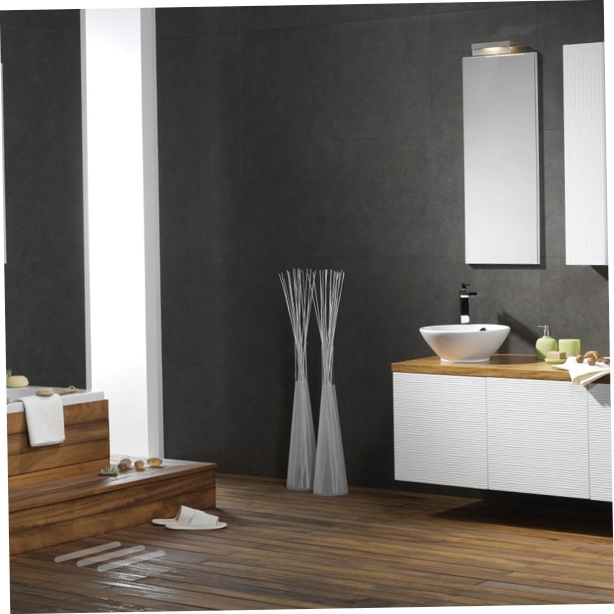 Veemoon Tiras Antideslizantes Transparentes Peva 15x61 Cm 10 Unidades para Escaleras y Suelo de Bañera Cinta de Seguridad Autoadhesiva para Ducha y Protección Antideslizante