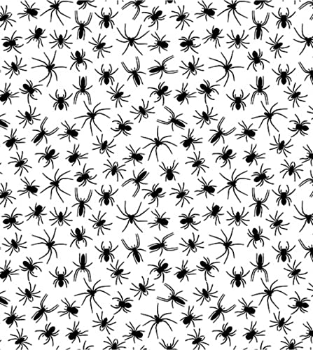 Tissu polycoton araignées noires blanc coupon 1000x110 cm tissu au rouleau