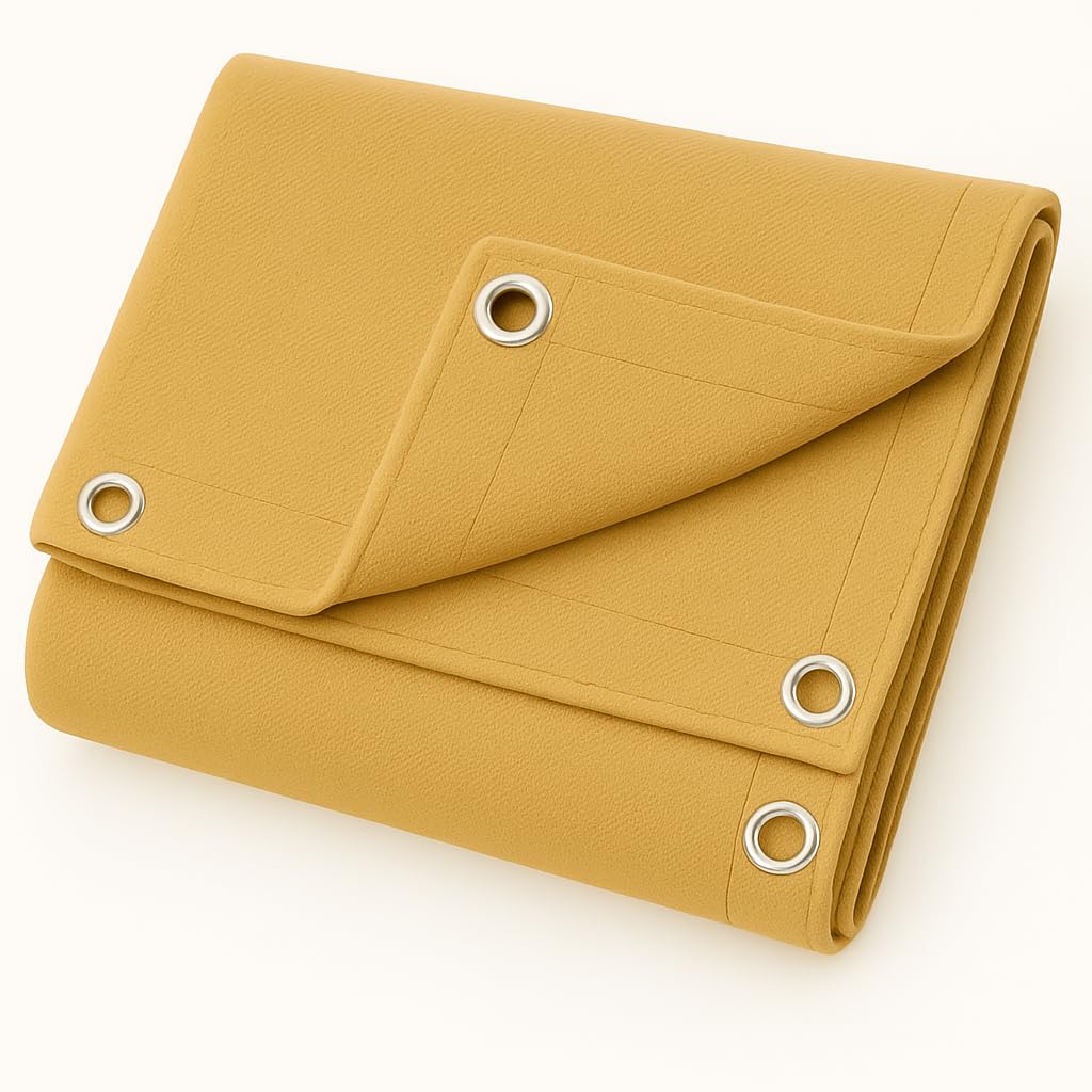 UK Eco Green Canvas Heavy Duty Cotton Tarpaulin Cover Boat Log Store Roofing Sheets (Tan, 10 x 12 ft)