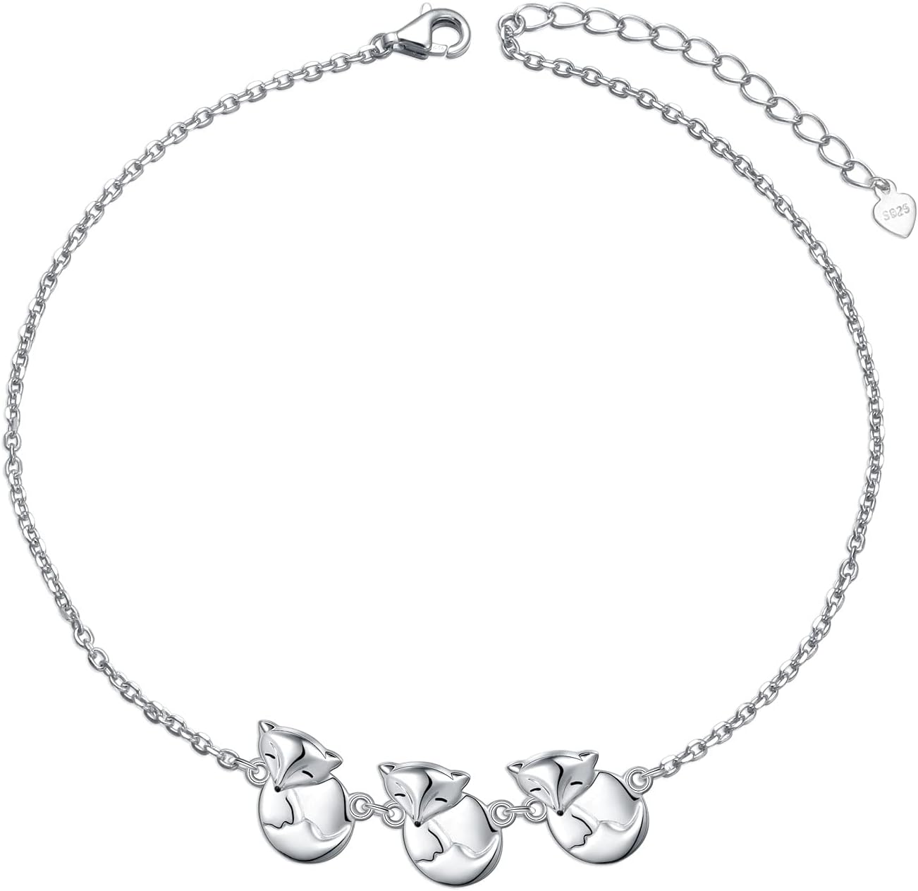 Animal Anklet for Women 925 Sterling Silver Ankle Bracelet for Girls Adjustable Beach Foot Chain Charm Family Jewelry Birthday Valentine's Day Gifts