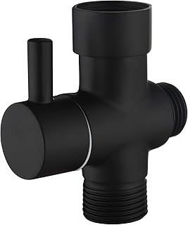 CIENCIA Metal T-adapter with Shut-off T Valve, 7/8 or 15/16 and G1/2 3-way Water Tee Connector,for Handheld Toilet Bidet Spray Bathroom (Black)
