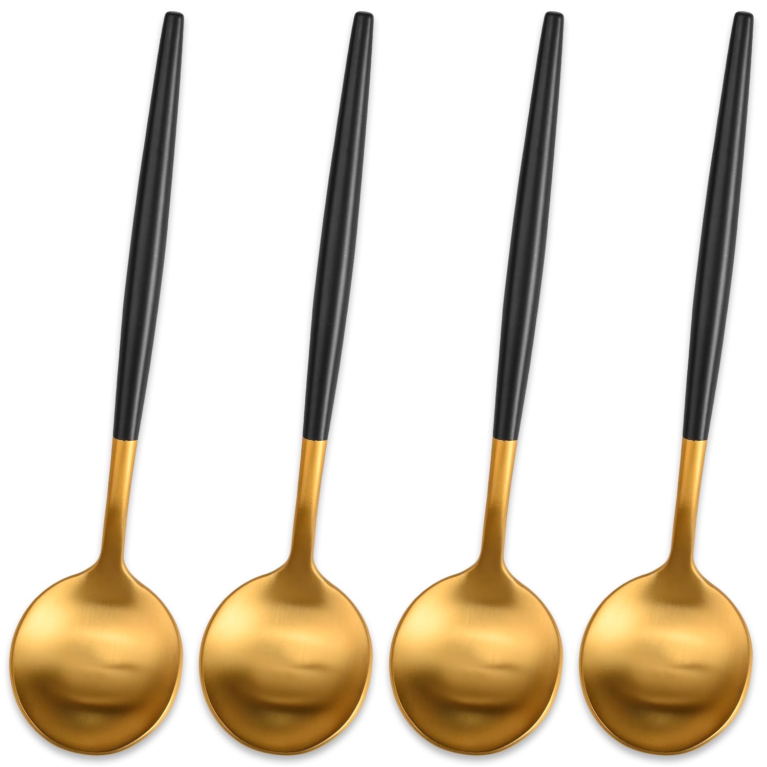 5.1 Inches Matte Gold Coffee&Tea Spoons with Black Handle,Small Gold Demitasse Spoons,Mini Stirring Spoon for Espresso,Set of 4 Cute Small Spoon โ image 1
