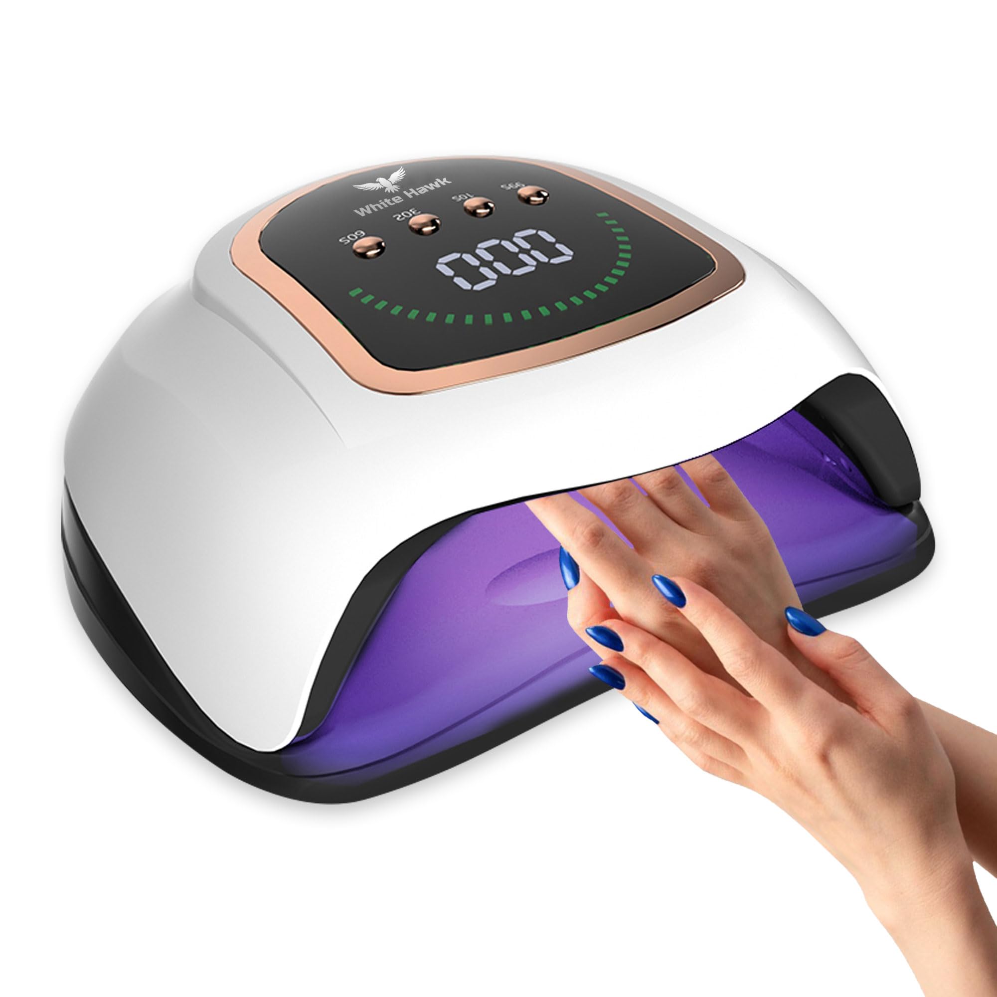 White Hawk UV Lamps for Gel Nails / 300W UV Nail Lamp with 72 Beads, Large LED Display