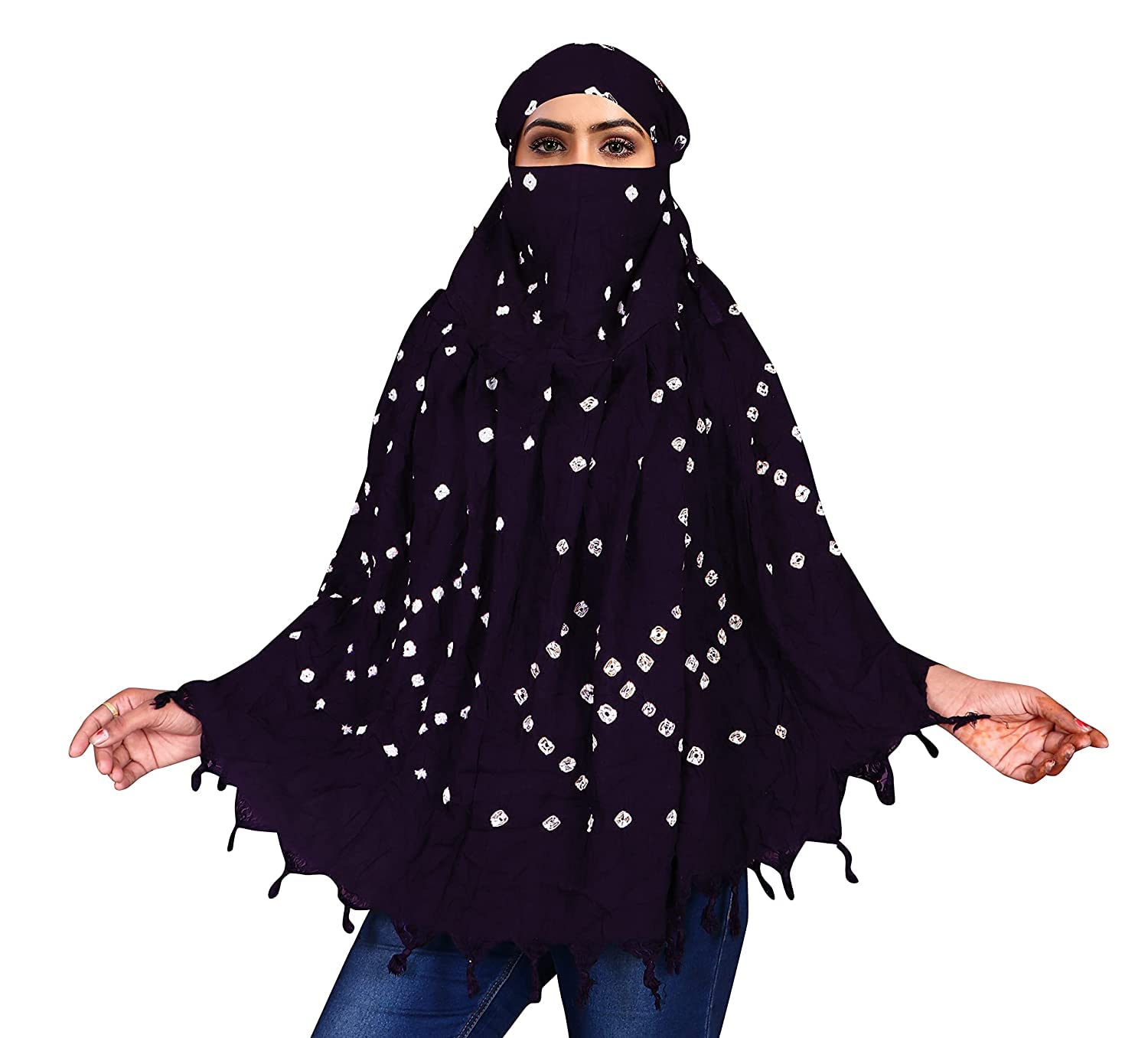 Cotton Long Scarf Cum Mask for Women & Girls | Breathable Bandhani Printed Cotton Scarf | Sun Protection Lightweight Face & Neck Cover for Driving, Travel & Daily Use-image-10