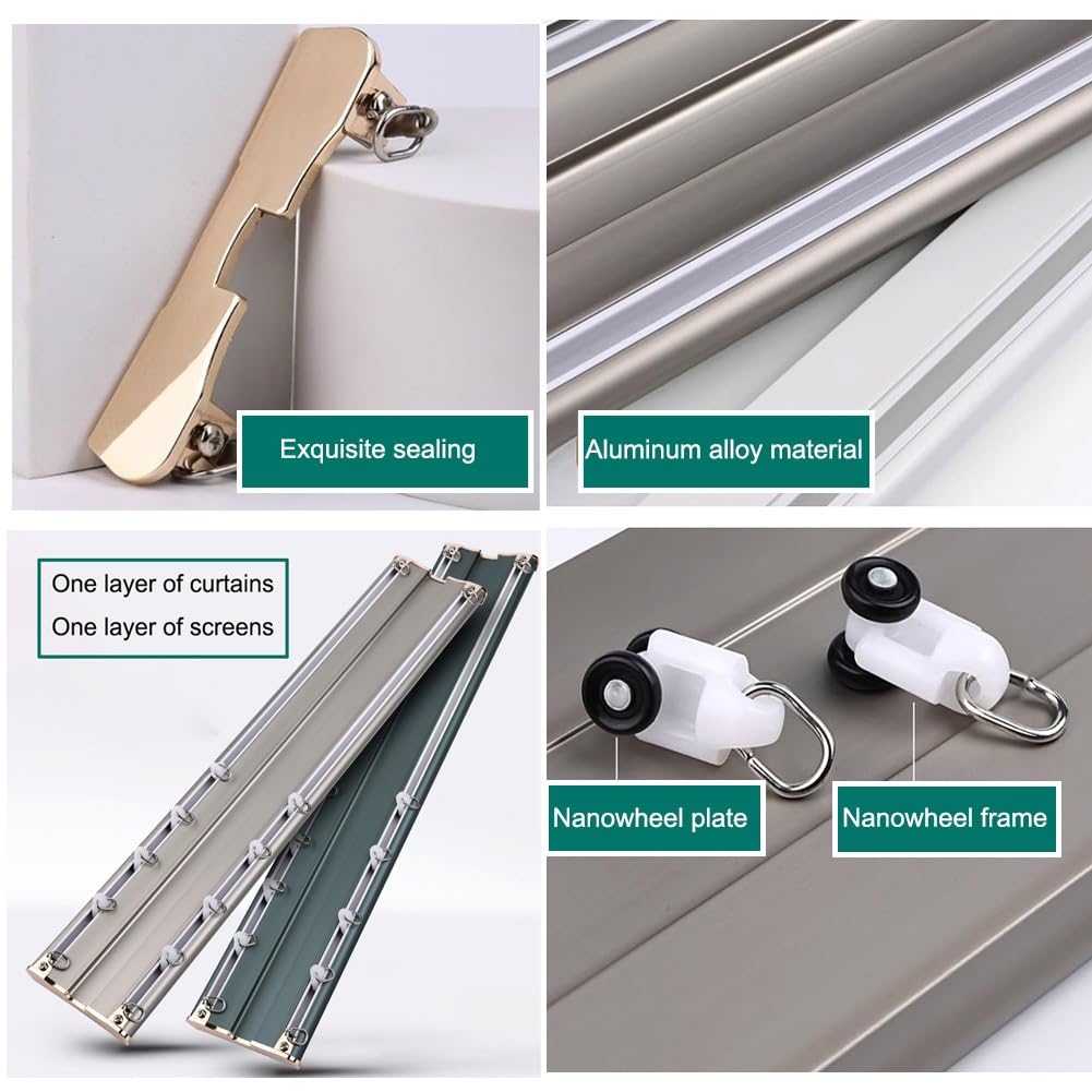 Set di Binari per Tende da Soffitto, Sistema per Divisori Binario per Soggiorno Set Completo con Binario a 2 Vie, Binari Per Tende per Interno/Esterno(White,2.0m(6.6ft))