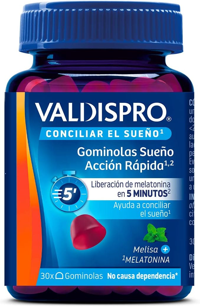 VALDISPRO Gominolas Sueño Acción Rápida con Melatonina y Melisa, Sabor Bayas, 30 Unidades Veganas