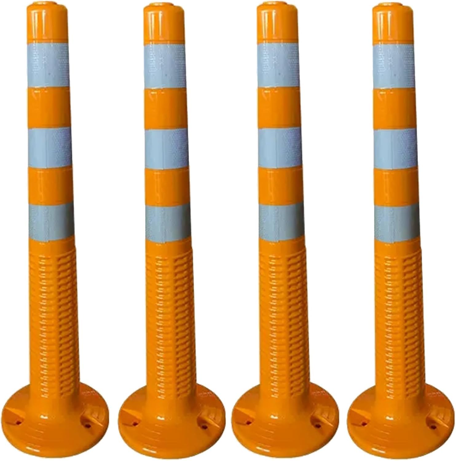 WOTZOV Traffic Cone Safety Barrier Delineator Post Cone Temporary Traffic Cones For Construction/Maintenance Zones/Traffic Delineation,30In Tall Reflective Plastic Road Safety Bollar,4 Pack