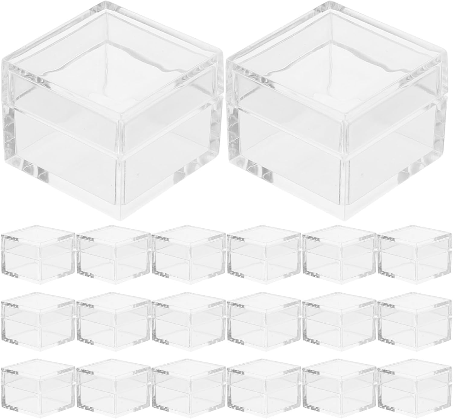 20pcs Acrylic Jewelry Storage Boxes with Lid, Small Square Organizer for Display and Storage of Souvenirs and Small Items, 1 Inch Mini Cube Containers